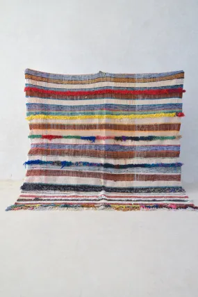 AZILAL. Vintage Moroccan Rug. Wool Boucherouite Carpet. Modern Design.
