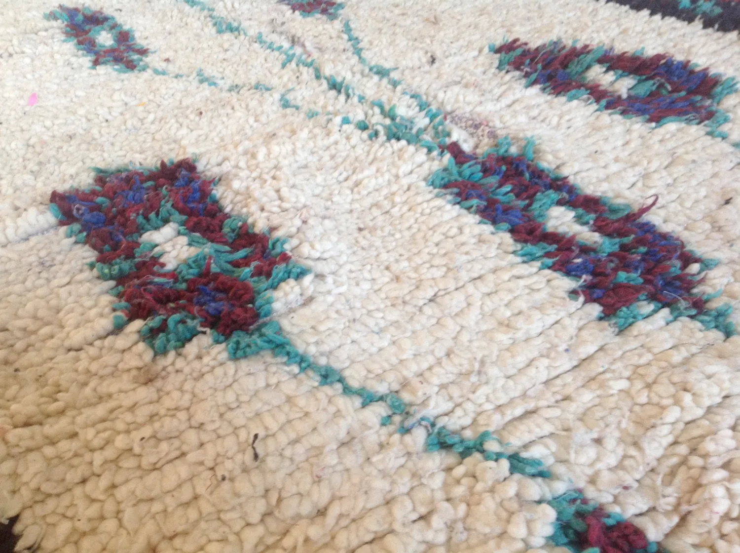 AZILAL. Vintage Moroccan Rug. Wool Boucherouite Carpet. Modern Design.