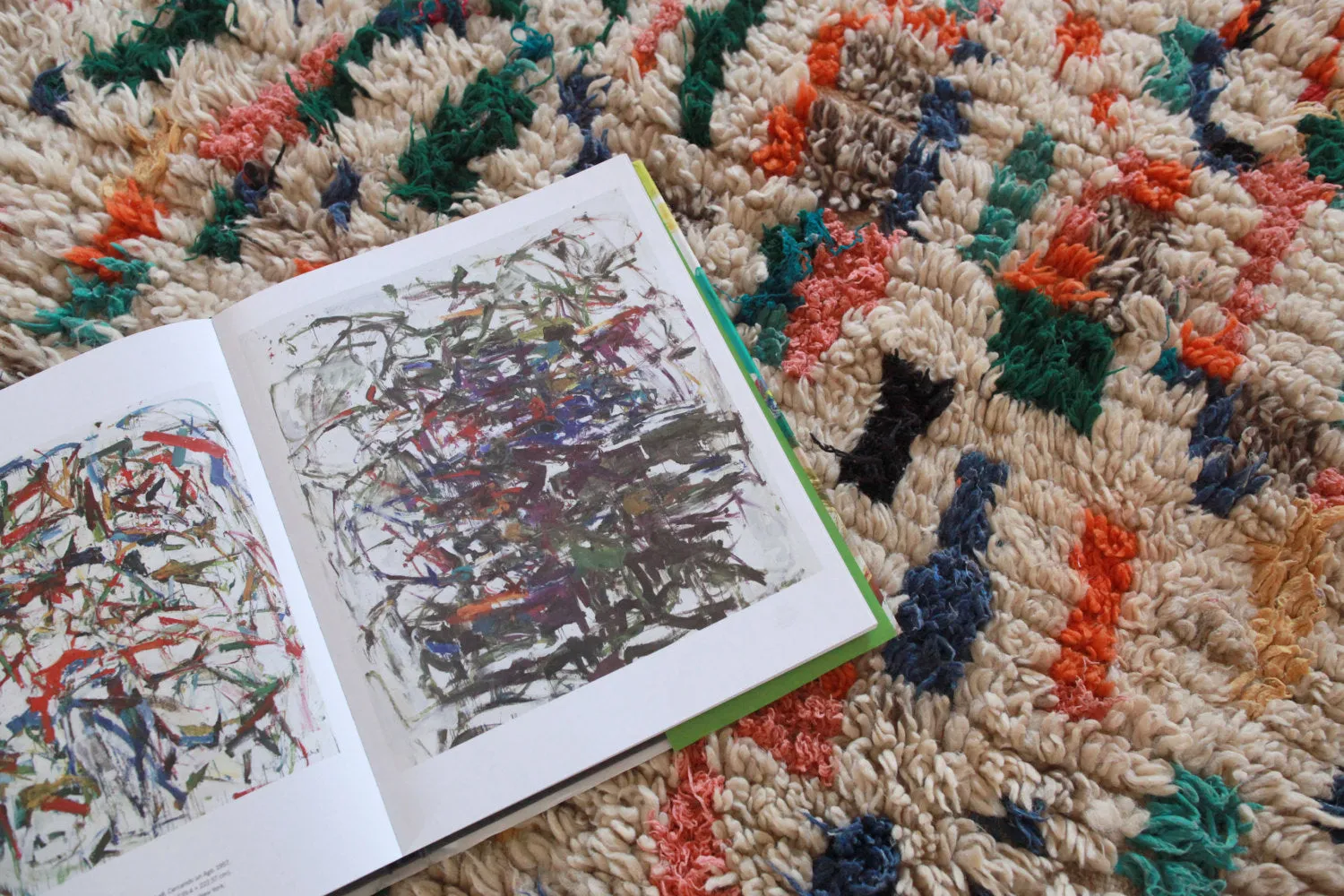 AZILAL. Vintage Moroccan Rug. Wool Boucherouite Carpet. Modern Design.