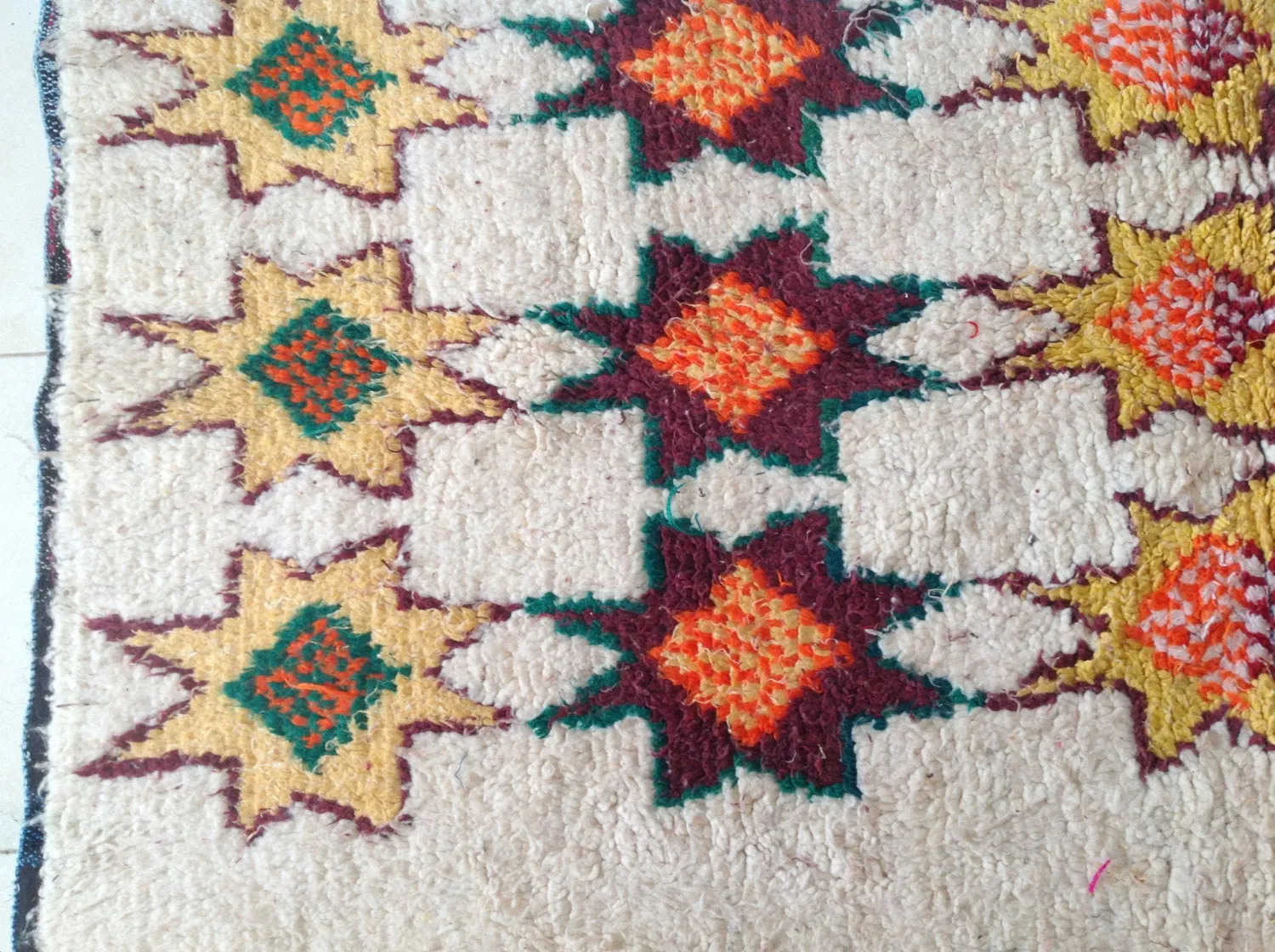 AZILAL. Vintage Moroccan Rug. Wool Boucherouite Carpet. Modern Design.