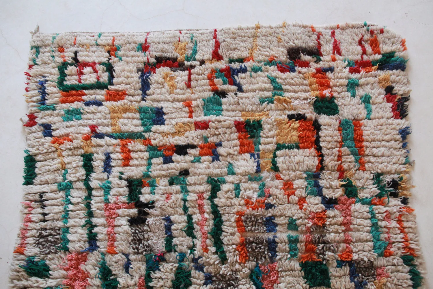 AZILAL. Vintage Moroccan Rug. Wool Boucherouite Carpet. Modern Design.