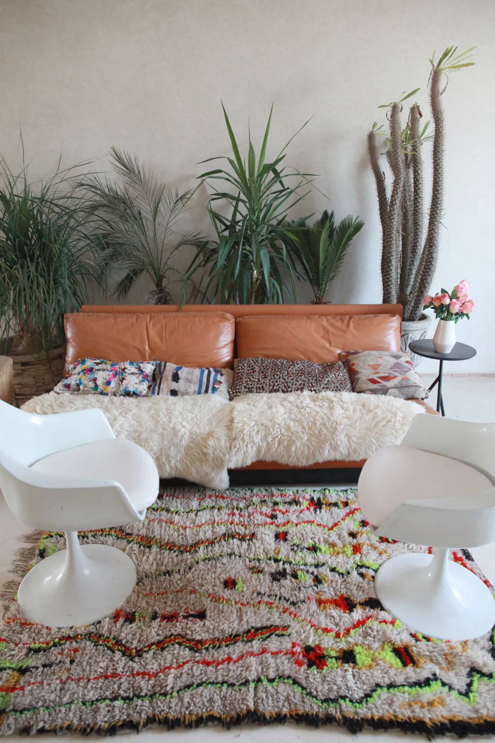 AZILAL. Vintage Moroccan Rug. Wool Boucherouite Carpet. Modern Design.