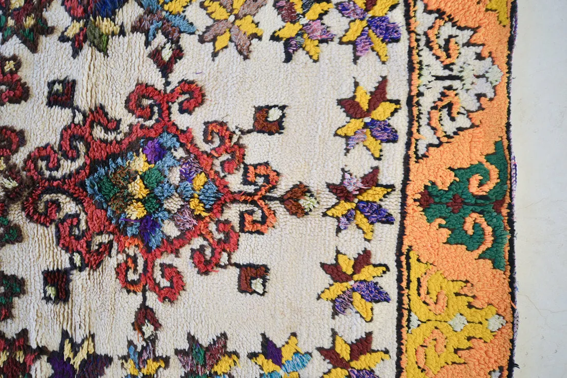 AZILAL. Vintage Moroccan Rug. Wool Boucherouite Carpet. Modern Design.