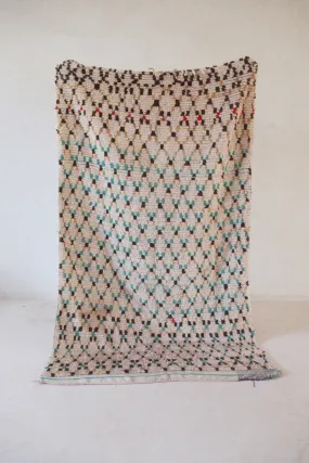 AZILAL. Vintage Moroccan Rug. Wool Boucherouite Carpet. Modern Design.