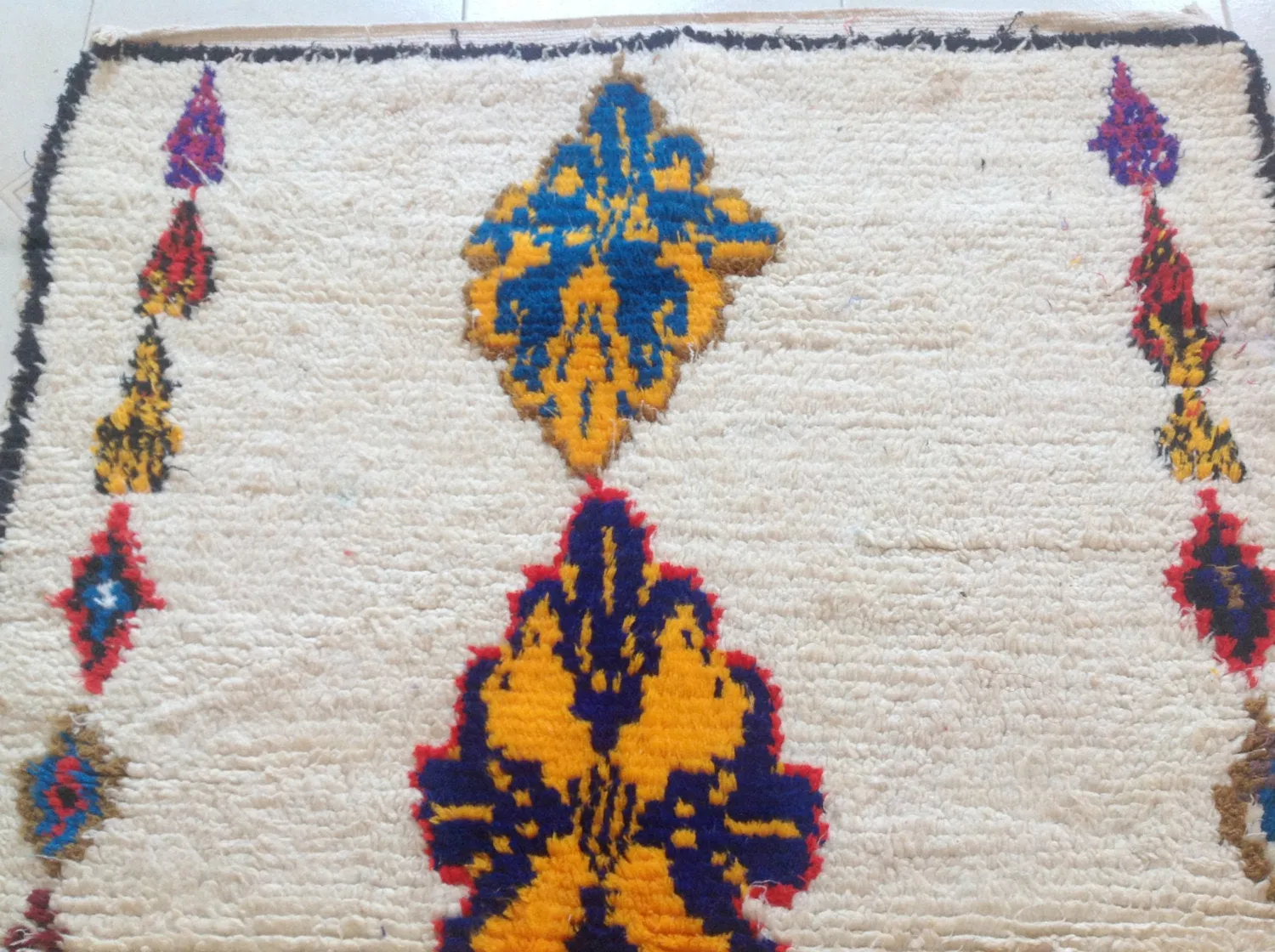 AZILAL. Vintage Moroccan Rug. Wool Boucherouite Carpet. Modern Design.