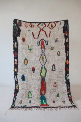 AZILAL. Vintage Moroccan Rug. Wool Boucherouite Carpet. Modern Design.