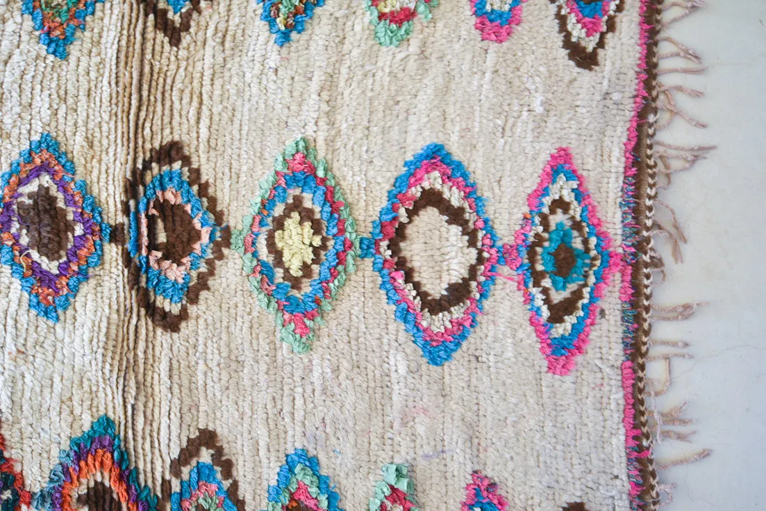 AZILAL. Vintage Moroccan Rug. Wool Boucherouite Carpet. Modern Design.