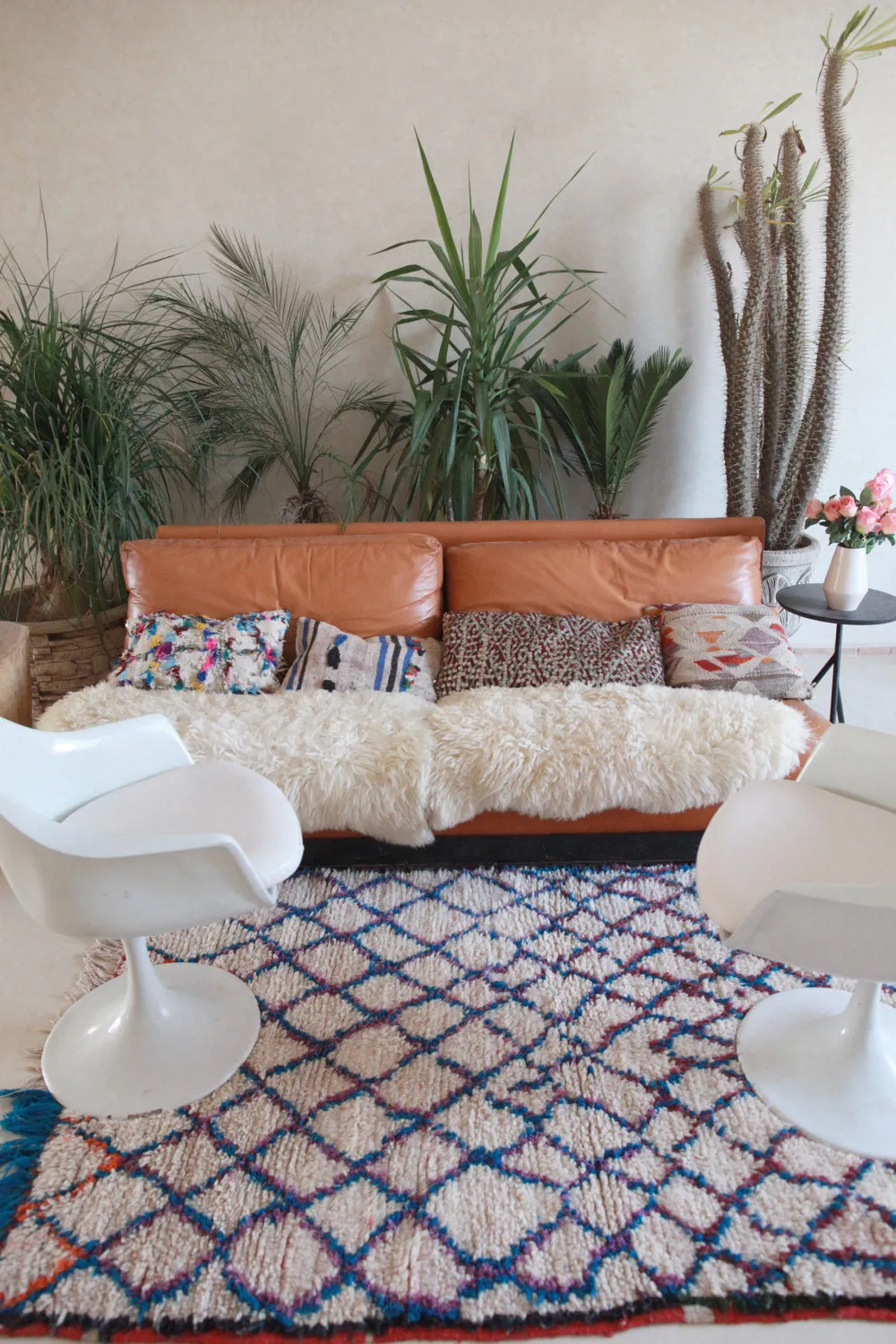 AZILAL. Vintage Moroccan Rug. Wool Boucherouite Carpet. Modern Design.