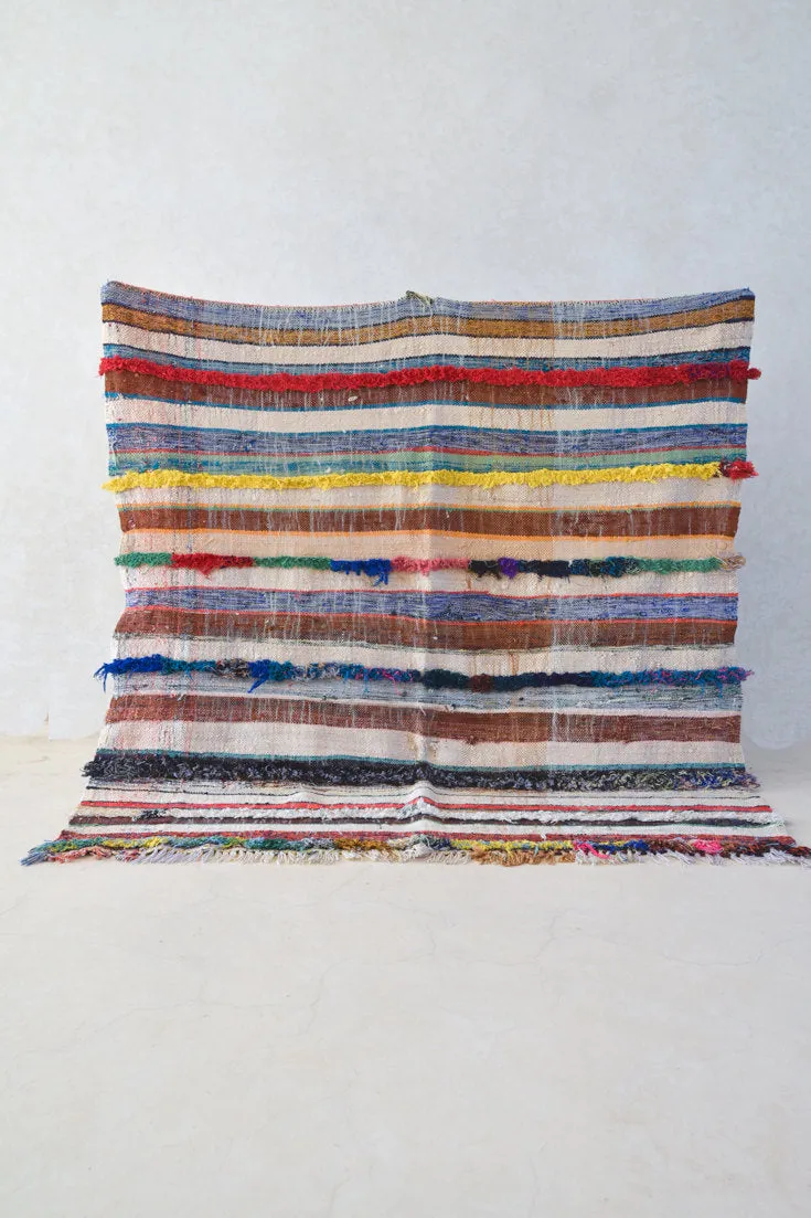 AZILAL. Vintage Moroccan Rug. Wool Boucherouite Carpet. Modern Design.