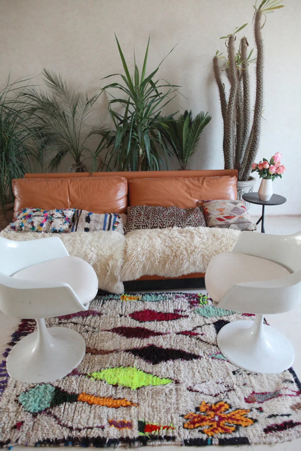 AZILAL. Vintage Moroccan Rug. Wool Boucherouite Carpet. Modern Design.