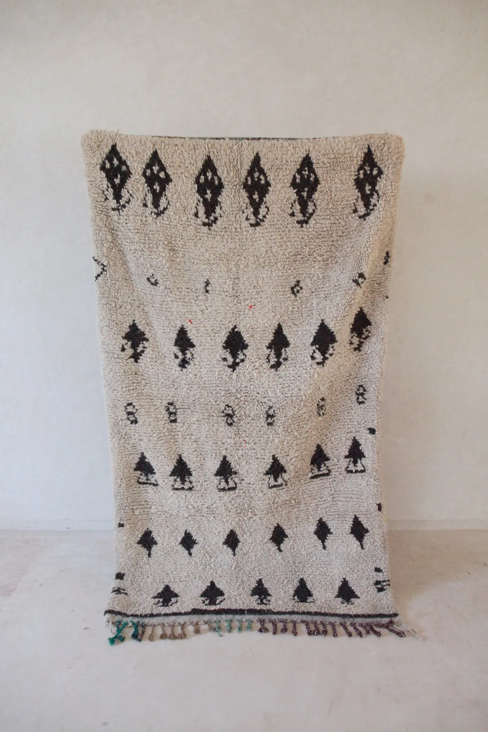 AZILAL. Vintage Moroccan Rug. Wool Boucherouite Carpet. Modern Design.