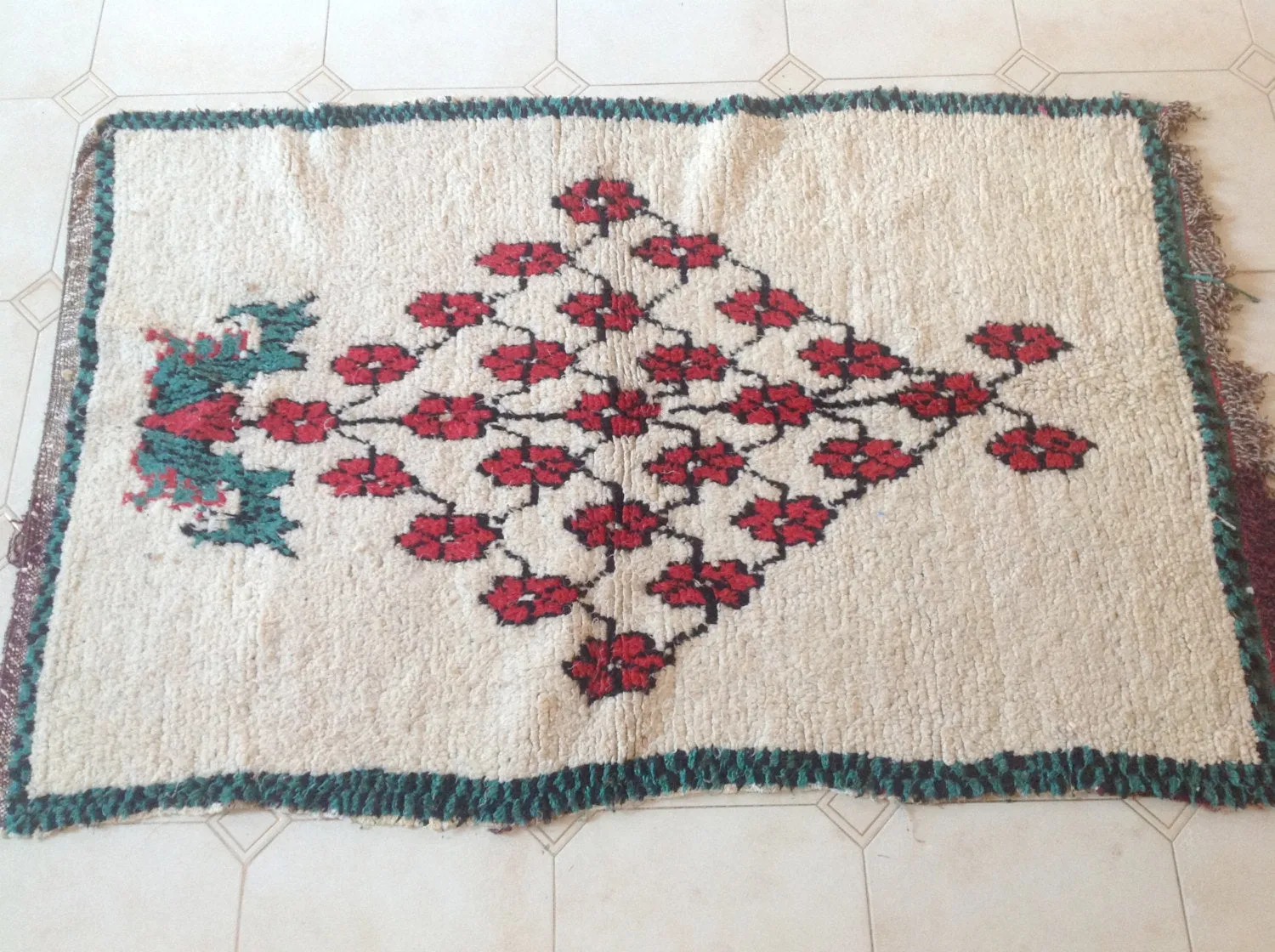 AZILAL. Vintage Moroccan Rug. Wool Boucherouite Carpet. Modern Design.