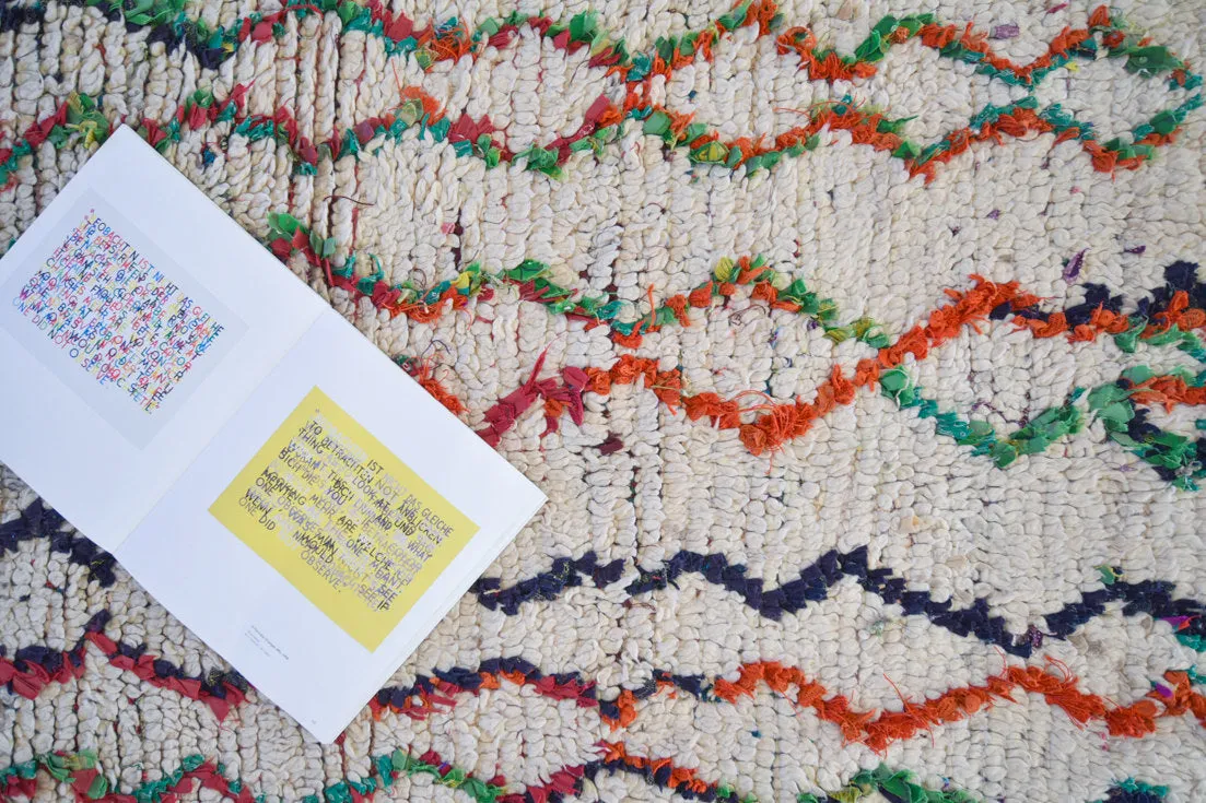 Azilal. Vintage Moroccan Rug. Wool Boucherouite Carpet. Modern Design.