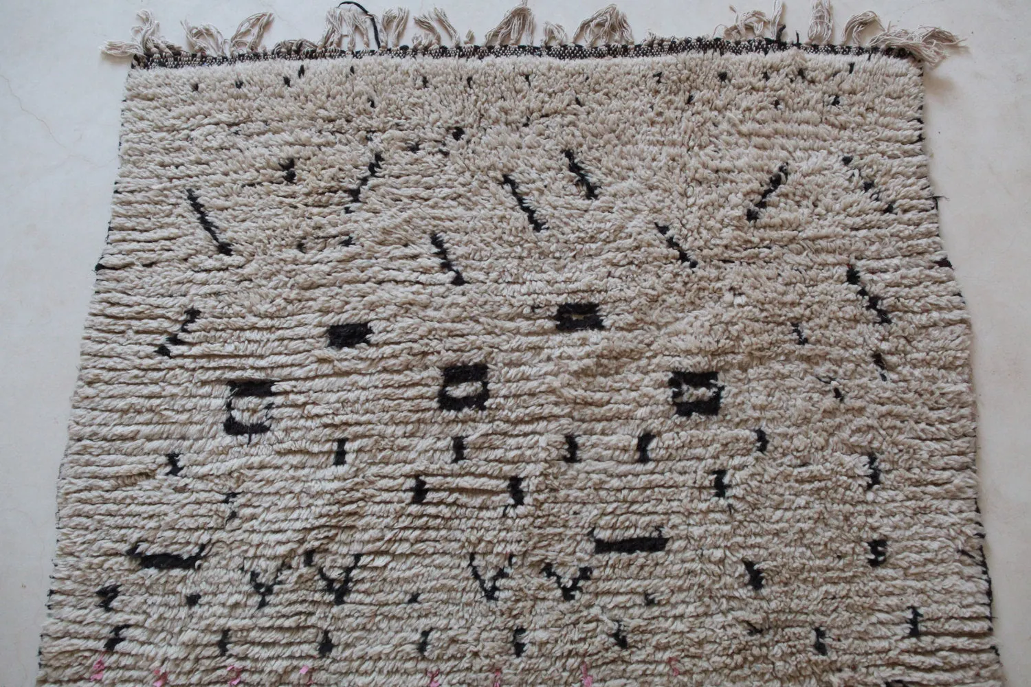 AZILAL. Vintage Moroccan Rug. Wool Boucherouite Carpet. Modern Design.