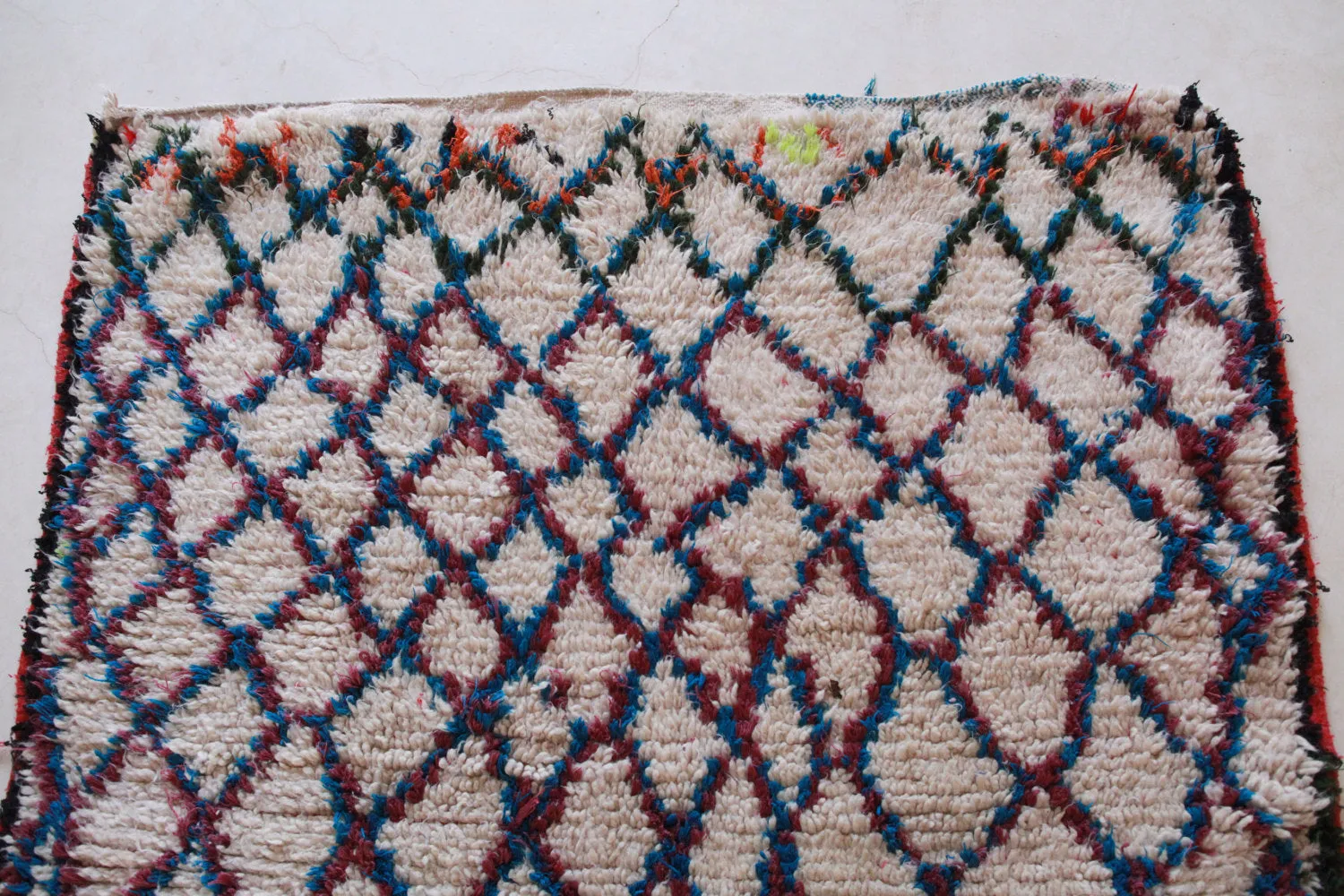 AZILAL. Vintage Moroccan Rug. Wool Boucherouite Carpet. Modern Design.