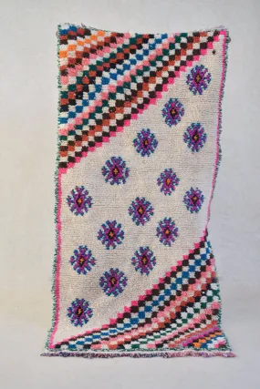 AZILAL. Vintage Moroccan Rug. Wool Boucherouite Carpet. Modern Design.