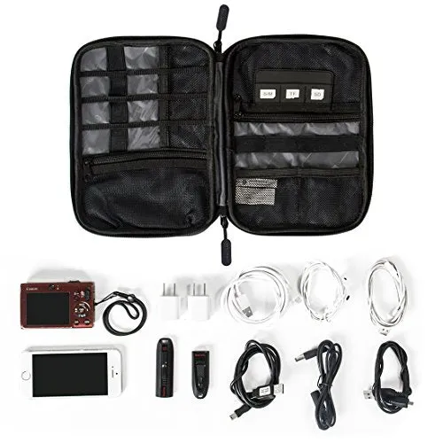 BAGSMART Electronic Organizer Travel Universal Cable Organizer Electronics Accessories Cases for Cable, Charger, Phone, USB, SD Card, Black