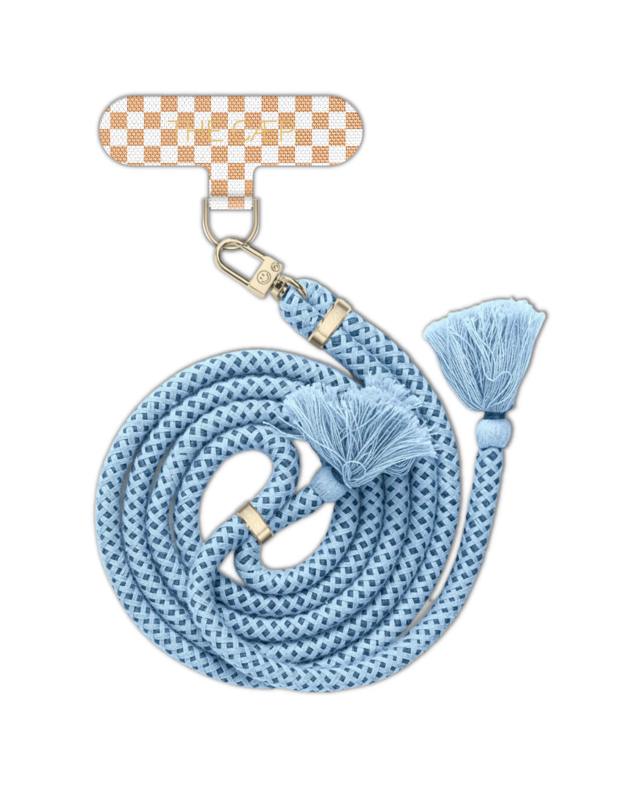Beige Check Universal Phone Hitch   Tassel Rope