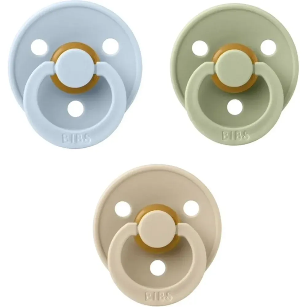 BIBS Colour Set of 3 Natural Rubber Latex Pacifiers | Personalisable