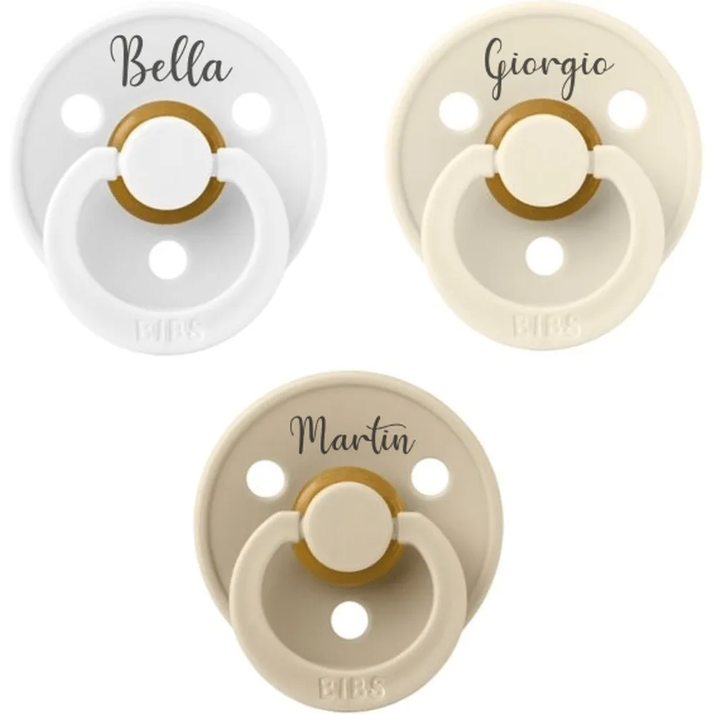 BIBS Colour Set of 3 Natural Rubber Latex Pacifiers | Personalisable