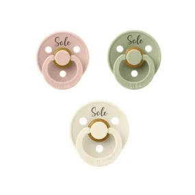 BIBS Colour Set of 3 Natural Rubber Latex Pacifiers | Personalisable