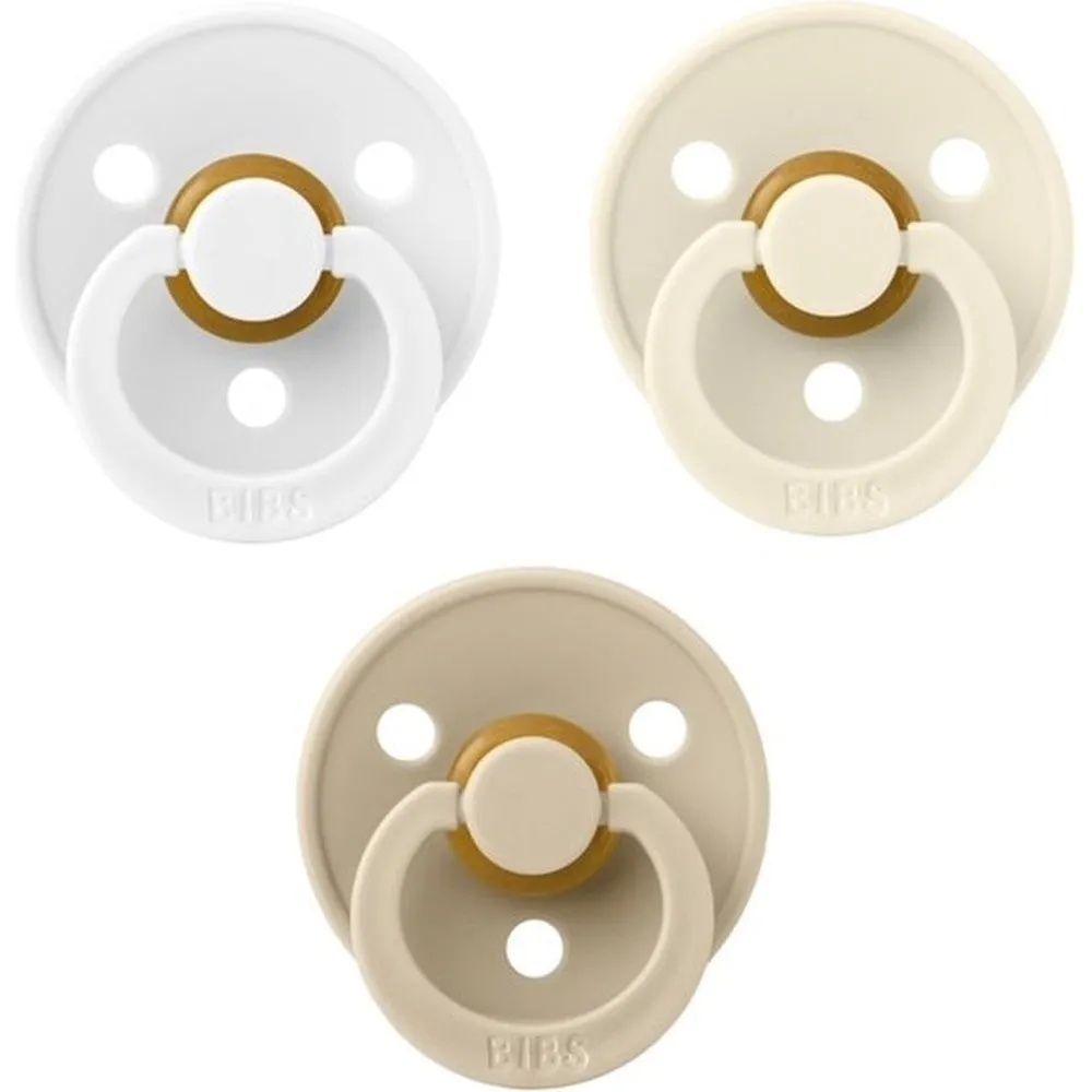 BIBS Colour Set of 3 Natural Rubber Latex Pacifiers | Personalisable