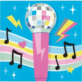 Bulk Birthday Beats Disco Party Microphone Paper Beverage Napkins (Case of 192)