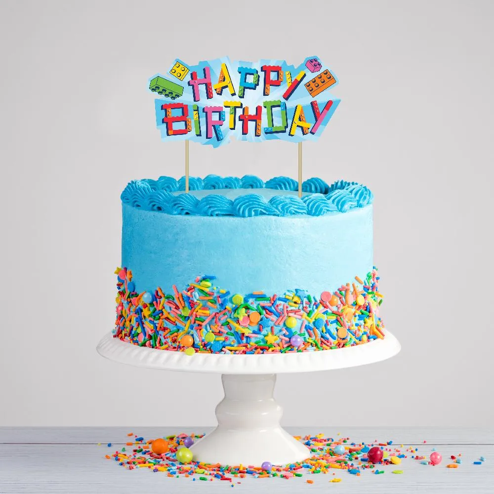 Bulk Block Bash Toy Blocks Cake Topper (Case of 12)