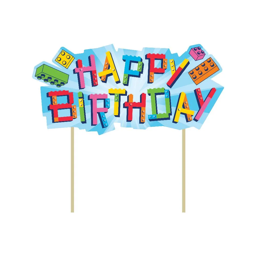 Bulk Block Bash Toy Blocks Cake Topper (Case of 12)