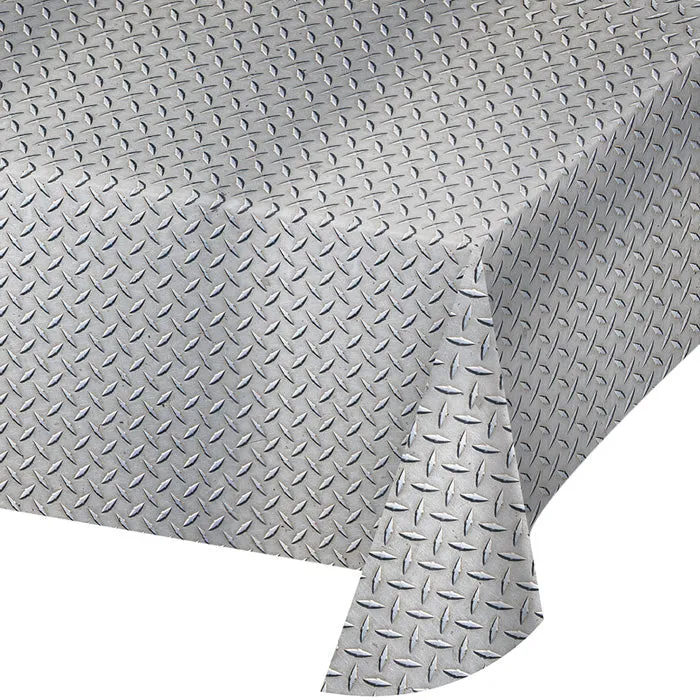 Bulk Diamond Plate Plastic Table Covers (6 per Case)