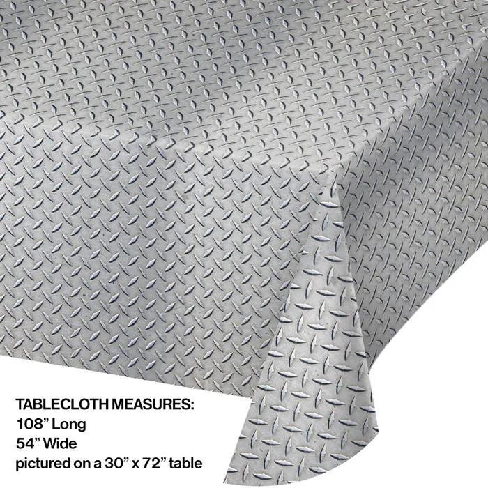 Bulk Diamond Plate Plastic Table Covers (6 per Case)