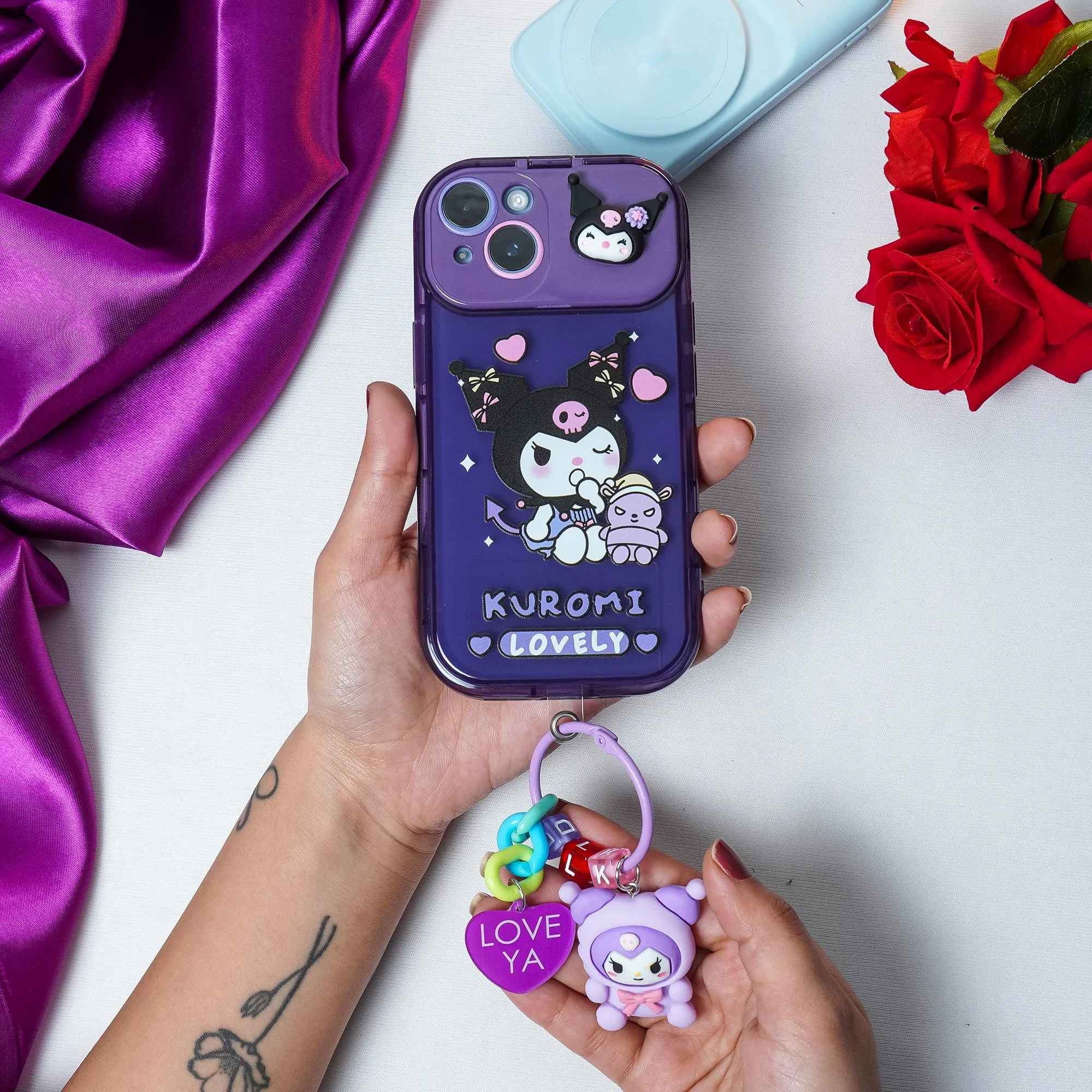 Cartoon Kuromi Flip Mirror Case