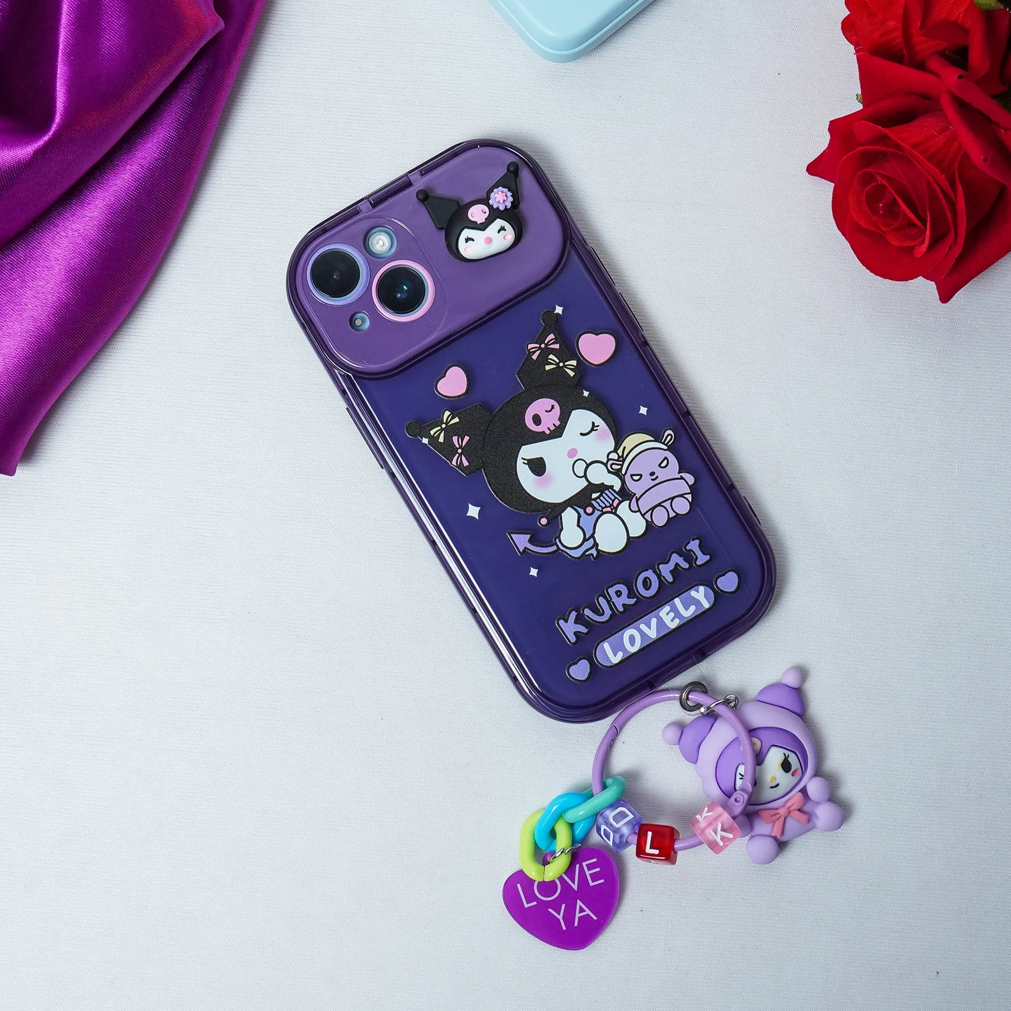 Cartoon Kuromi Flip Mirror Case