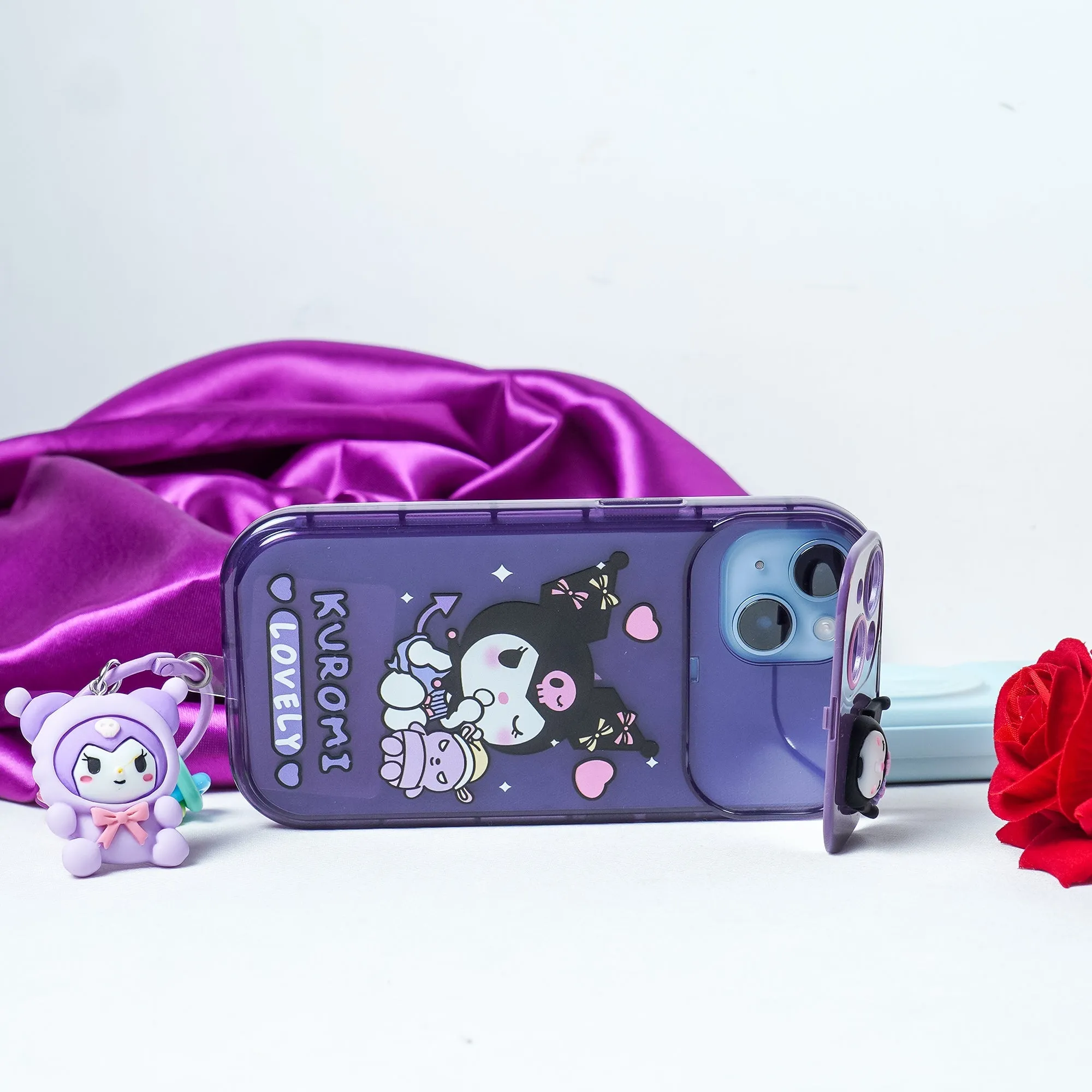 Cartoon Kuromi Flip Mirror Case