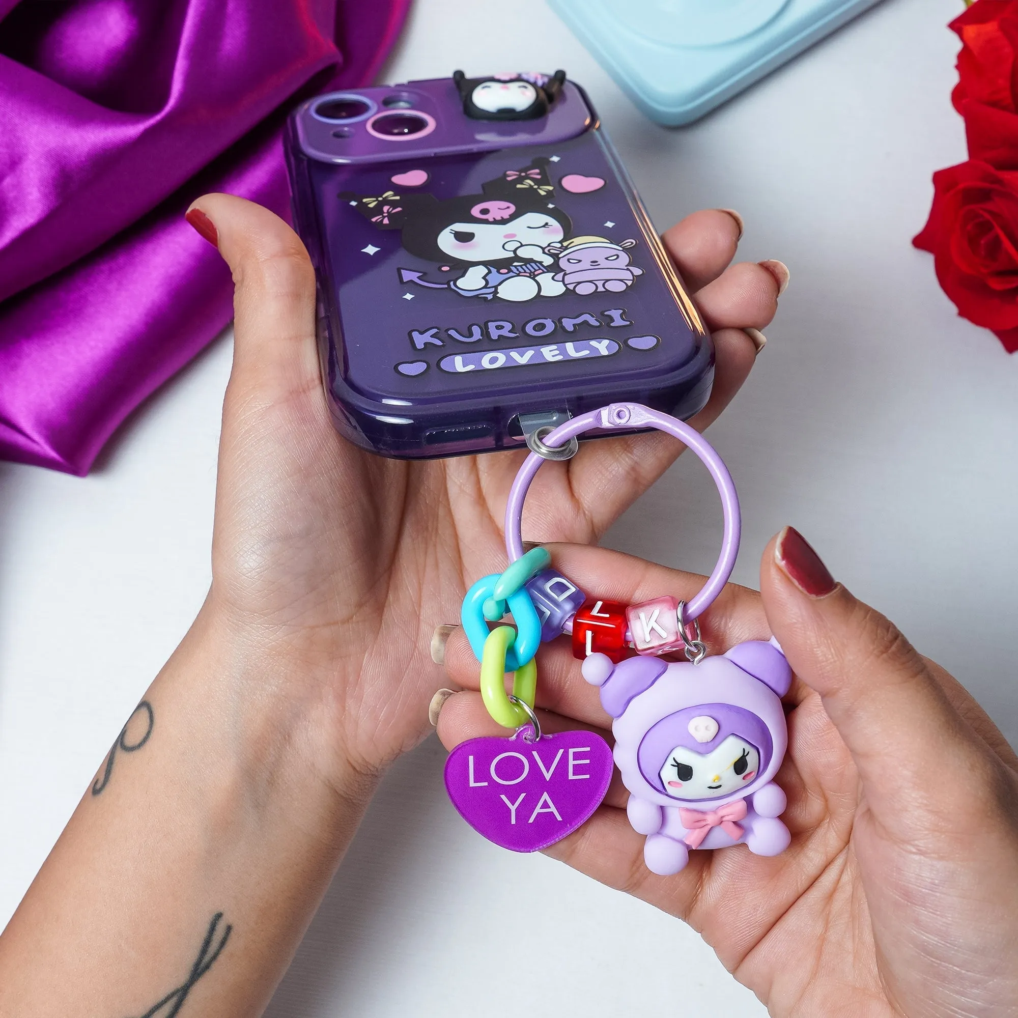 Cartoon Kuromi Flip Mirror Case