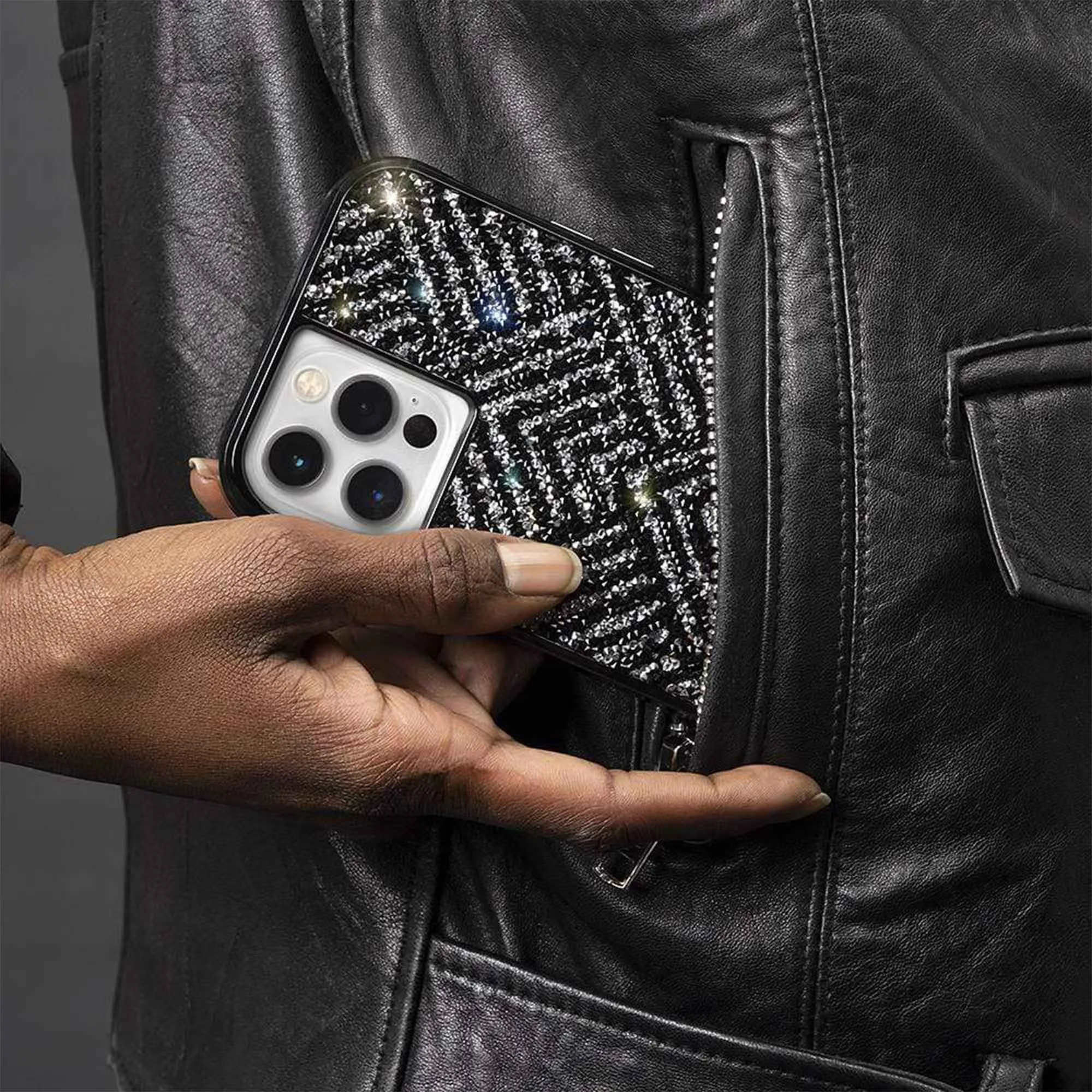 Case Mate Brilliance for iPhone 12 Mini 5.4 5G - Herringbone - Black with Micropel (Barcode: 846127196581 )