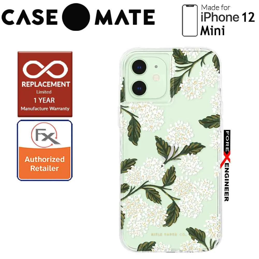 Case Mate Rifle Paper Co. for iPhone 12 Mini 5G 5.4" - Hydrangea White with MicroPel (Barcode: 846127196628 )