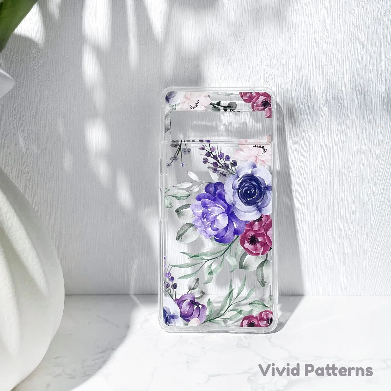 Case Pixel 7 Pro, Shockproof Hard PC Back Protective Clear Case Cover - Purple Watercolor