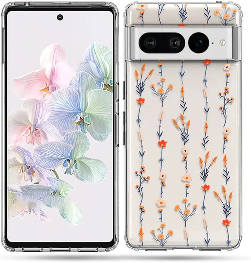 Case Pixel 7 Pro, Shockproof Hard PC Back Protective Clear Case Cover - Purple Watercolor