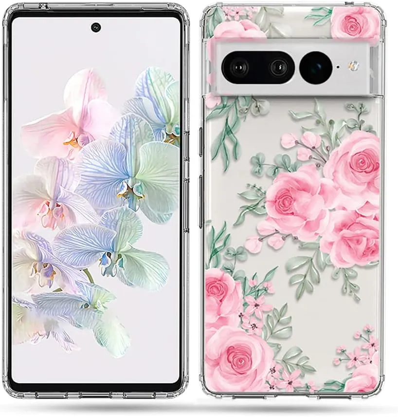 Case Pixel 7 Pro, Shockproof Hard PC Back Protective Clear Case Cover - Purple Watercolor