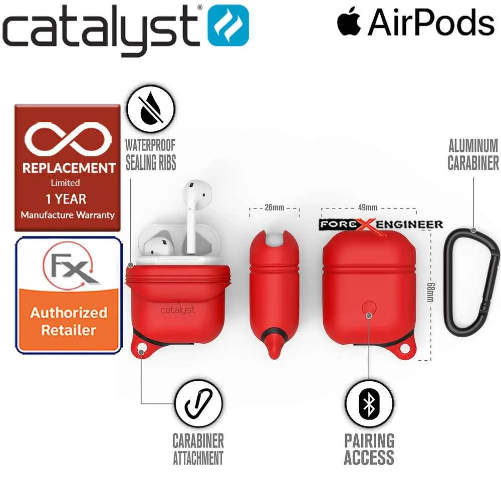 Catalyst Waterproof Case for Airpods - 1 meters deep with 1.2 meters drop protection - Flame Red Color