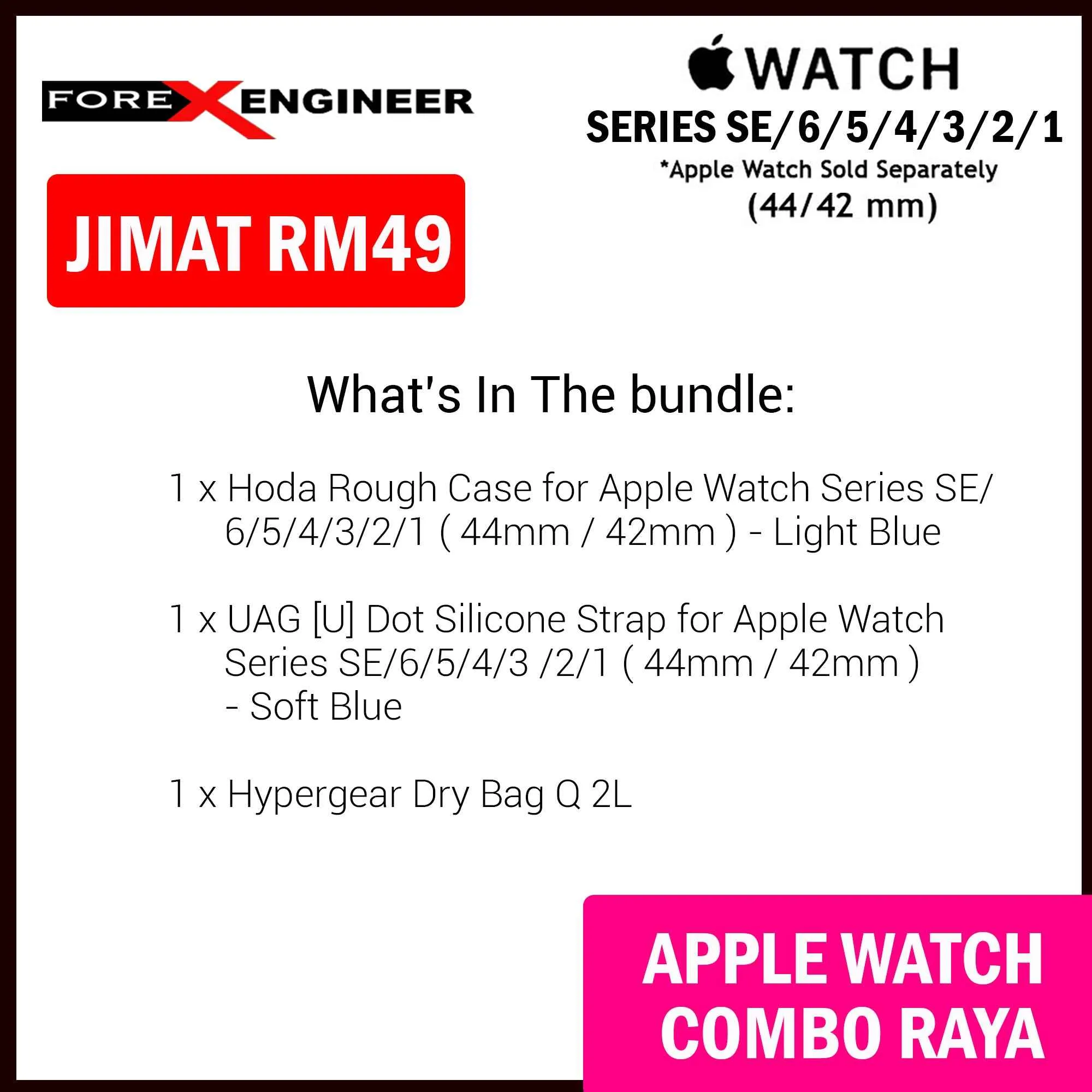 COMBO RAYA Hoda Rough Case   UAG [U] Dot Silicone Strap for Apple Watch Series SE - 6 - 5 - 4 - 3 - 2 - 1 ( 42mm - 44mm )