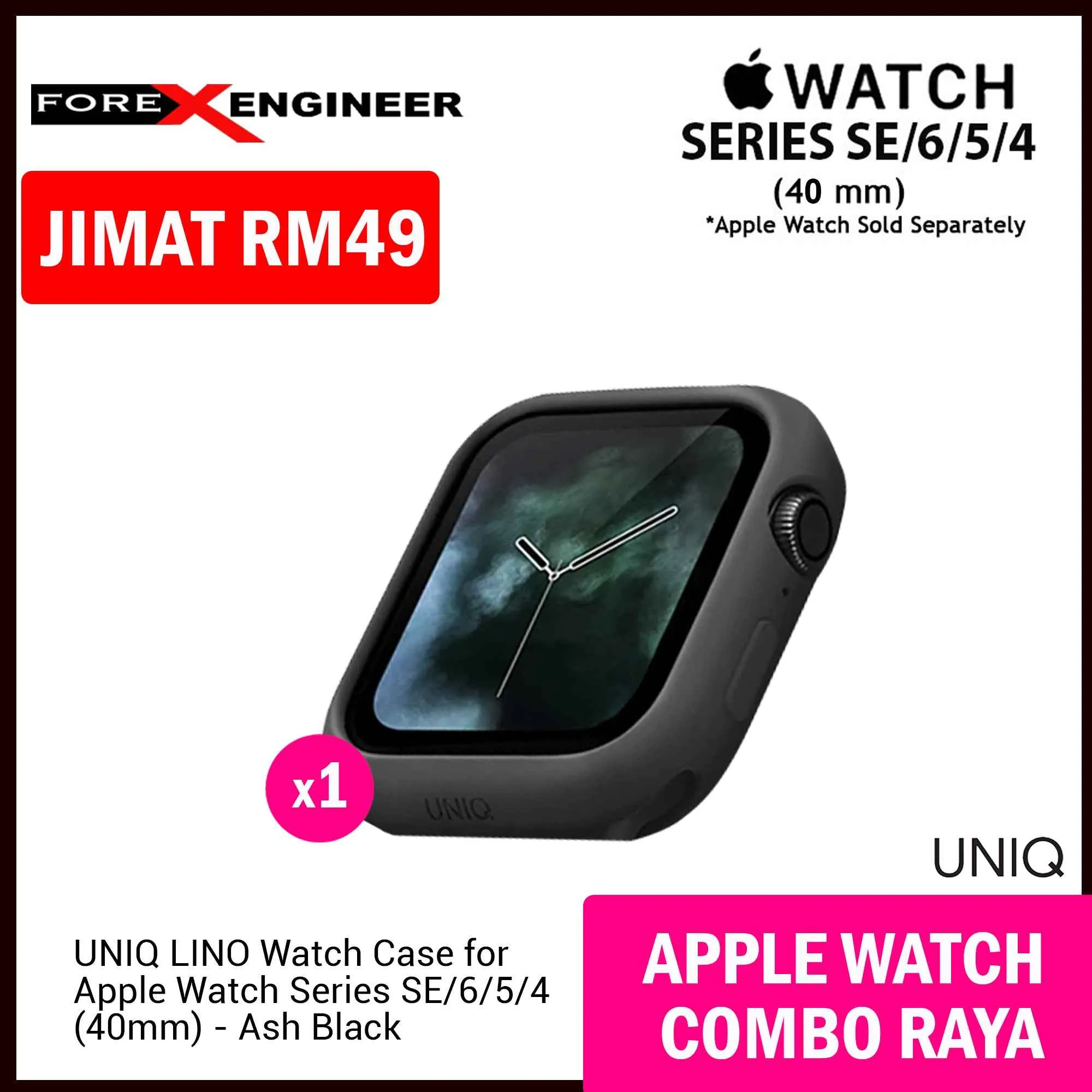 COMBO RAYA UNIQ Lino Watch Case   UAG [U] Dot Silicone Strap for Apple Watch Series SE - 6 - 5 - 4 ( 40mm )