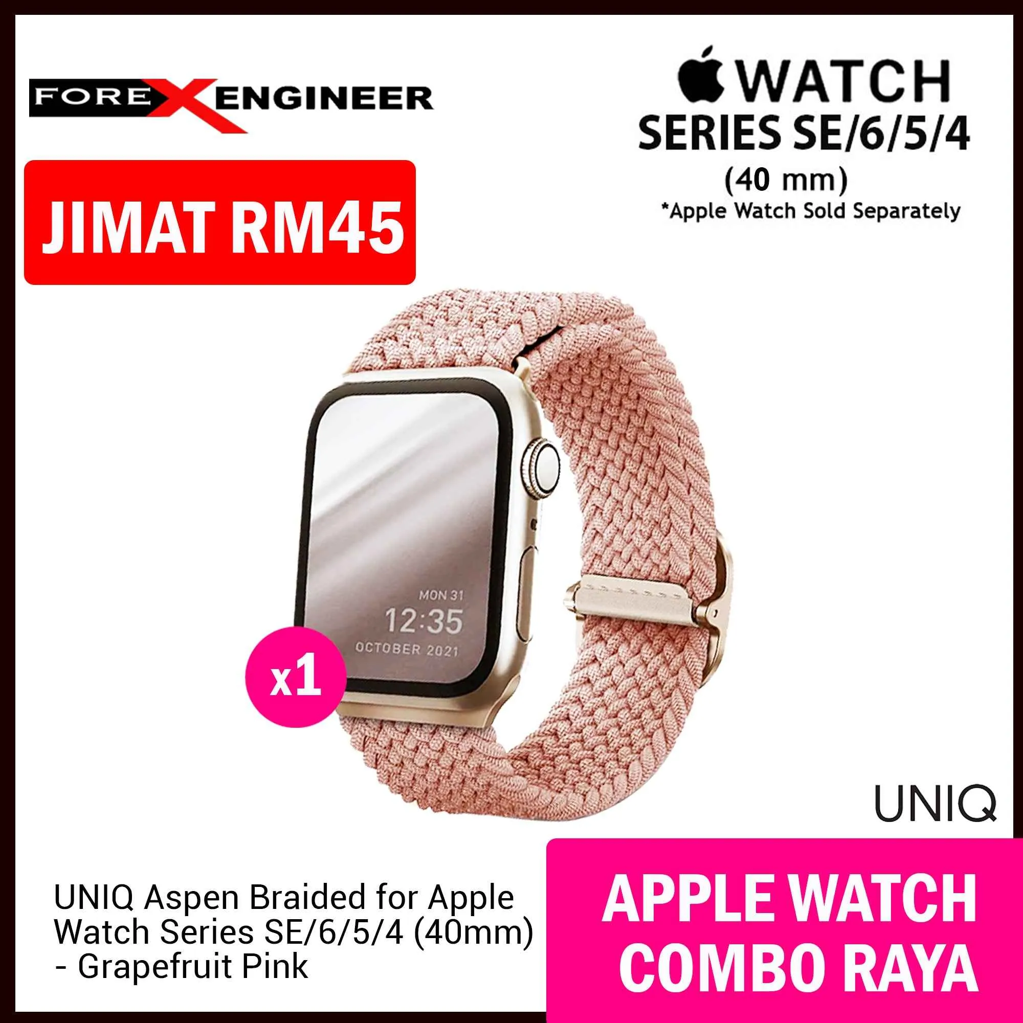 COMBO RAYA UNIQ Lino Watch Case   UNIQ Aspen Braided Strap for Apple Watch Series SE - 6 - 5 - 4 ( 40mm )