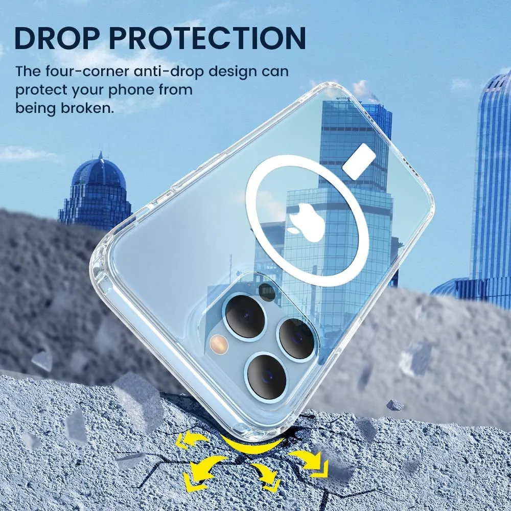 Compatible with Iphone 13 Pro Case, Iphone 13 Pro Clear Magnetic Case with Built-In Magnets, Crystal Clear [Yellow Resistant] Slim Soft TPU Shockproof Bumper Cover for Iphone 13 Pro 6.1" - Clear
