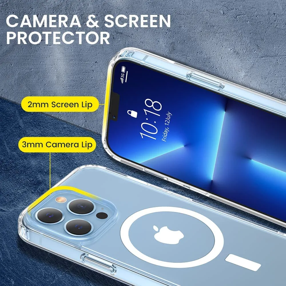 Compatible with Iphone 13 Pro Case, Iphone 13 Pro Clear Magnetic Case with Built-In Magnets, Crystal Clear [Yellow Resistant] Slim Soft TPU Shockproof Bumper Cover for Iphone 13 Pro 6.1" - Clear