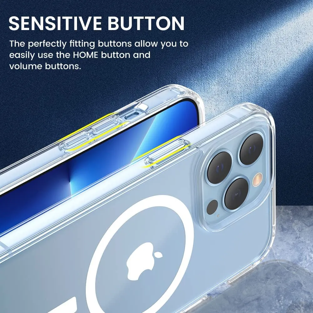 Compatible with Iphone 13 Pro Case, Iphone 13 Pro Clear Magnetic Case with Built-In Magnets, Crystal Clear [Yellow Resistant] Slim Soft TPU Shockproof Bumper Cover for Iphone 13 Pro 6.1" - Clear