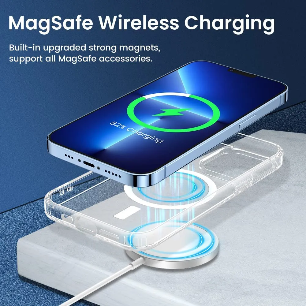 Compatible with Iphone 13 Pro Case, Iphone 13 Pro Clear Magnetic Case with Built-In Magnets, Crystal Clear [Yellow Resistant] Slim Soft TPU Shockproof Bumper Cover for Iphone 13 Pro 6.1" - Clear