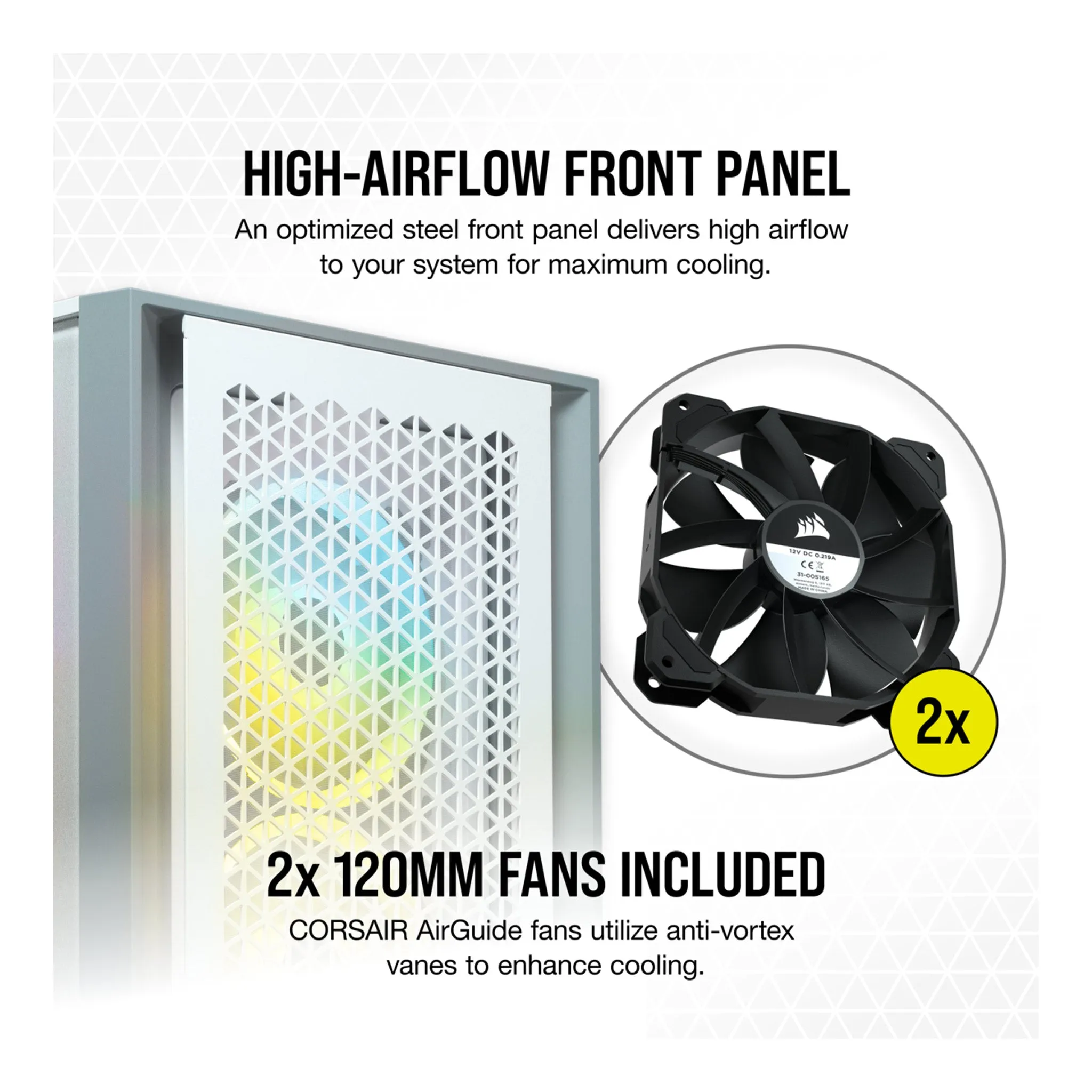 CORSAIR CC-9011201-WW 4000D AIRFLOW Tempered Glass White Mid-Tower ATX Case