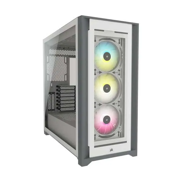 CORSAIR CC-9011213-WW iCUE 5000X RGB Tempered Glass White Mid-Tower ATX PC Smart Case